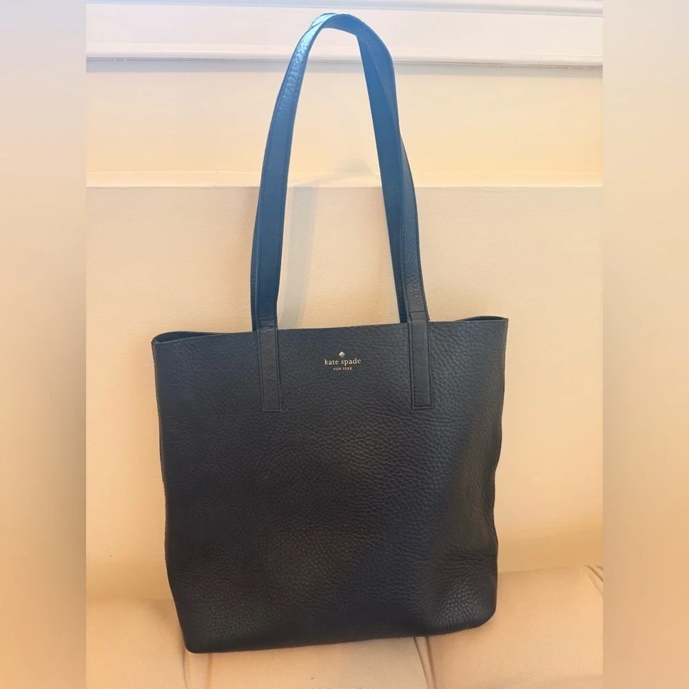 Kate spade black pebble leather tote bag